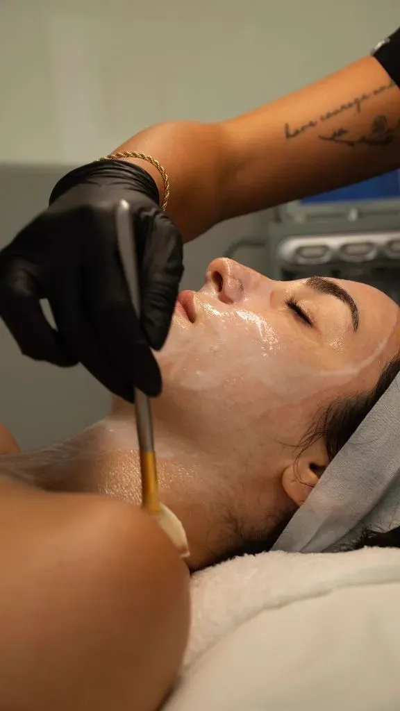 Client receiving a medical facial at Balanced Beauty Med Spa in Vaughan